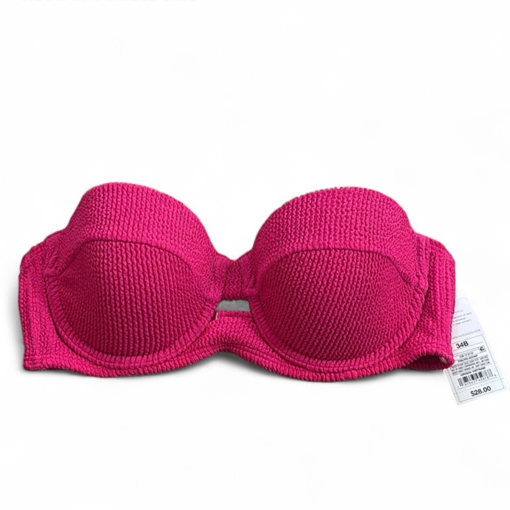 Pink Textured Strapless Bra